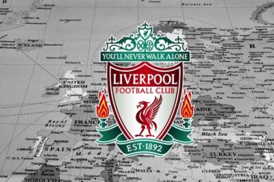 Liverpool logo over European map